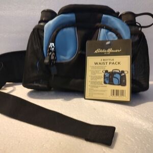 Eddie Bauer Black and Blue Waist Pack Hiking New